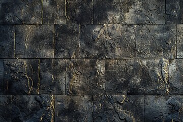 Black stone wall texture background for interior exterior decoration, Ai generated