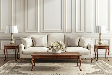 Obraz premium Classic sofa in classic interior, Ai Generated