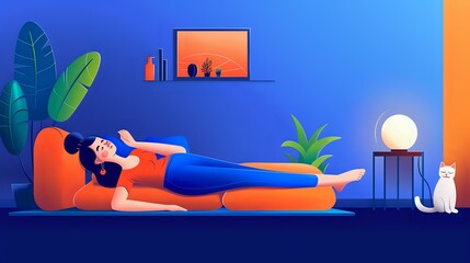 Peaceful Hatha Yoga Illustration with Tranquil Color Palette