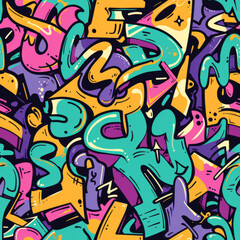 Graffiti seamless pattern in various colors