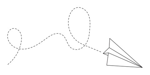 Paper plane with dotted line, Origami paper airplane, Travel symbol, vector illustration on white background in eps 10.