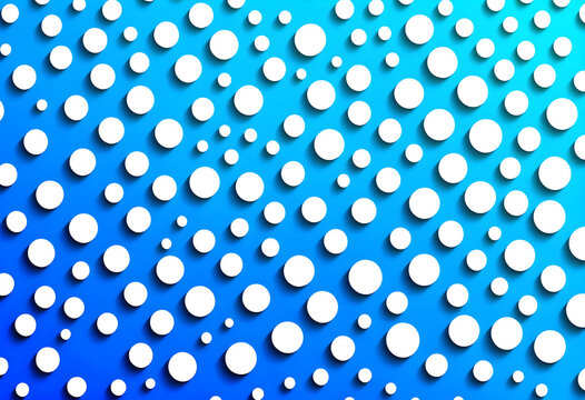 A white and blue dots halftone color pattern in blue background 
