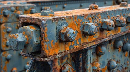 Detailed view of a rusted metal structure