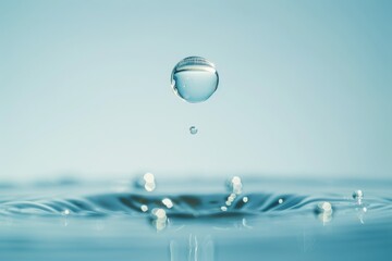 Blue and clean: macro water droplet for advertising.