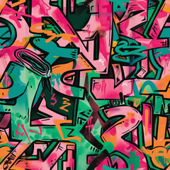A colorful graffiti wall. Seamless pattern