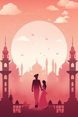 Man and Woman Walking in Front of Sunset