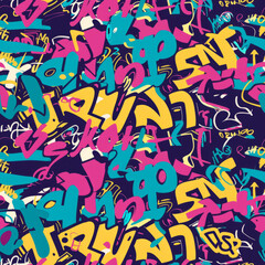 Colorful graffiti street art seamless pattern