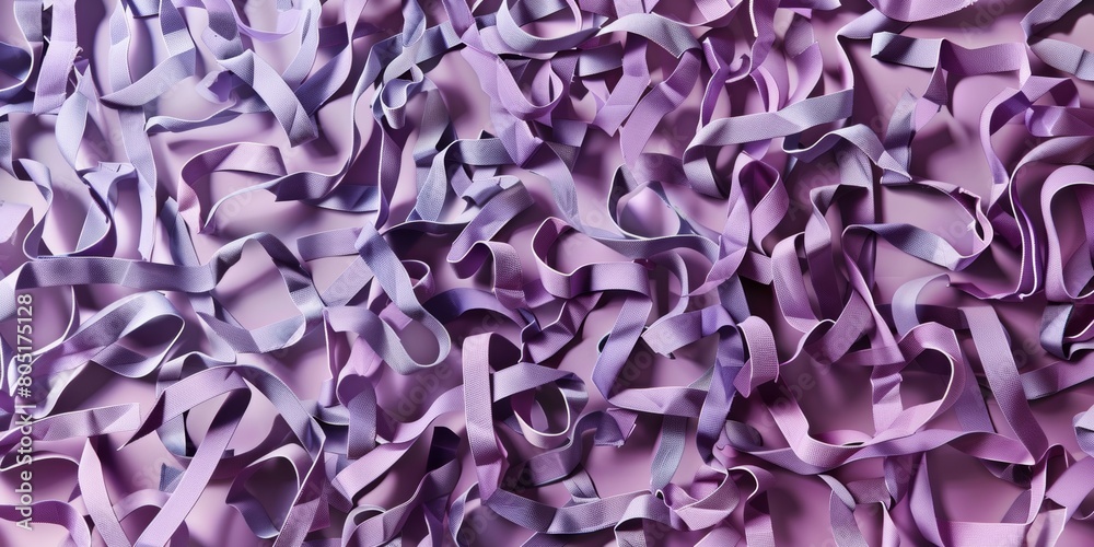 Poster symmetrical pastel purple ribbons aerial view demonstrating intricate geometric patterns and texture