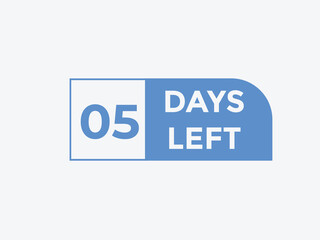 5 days to go countdown template. 5 day Countdown left days banner design. 5 Days left countdown timer
