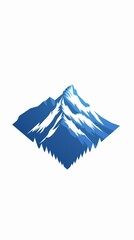 A minimalist logo design represents a digital mountain