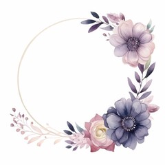 Watercolor Painting of a Flower Wreath