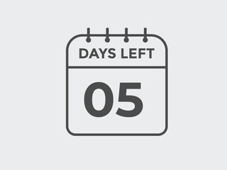 5 days to go countdown template. 5 day Countdown left days banner design. 5 Days left countdown timer
