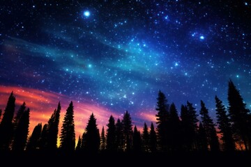 Expansive Night sky clouds colorful. Starry sunset. Generate Ai