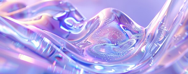Detailed macro shot of fluid art, featuring dynamic purple hues and reflective surfaces.
