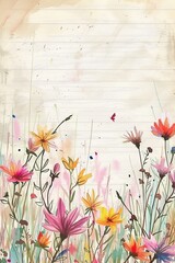 Field of Flowers Painting on Paper