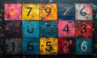 Fototapeta premium Abstract background in color with numbers.