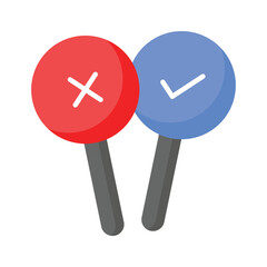 Tick and cross sign on placards, icon of democracy, vote vector design