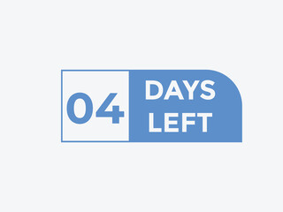 4 days to go countdown template. 4 day Countdown left days banner design. 4 Days left countdown timer
