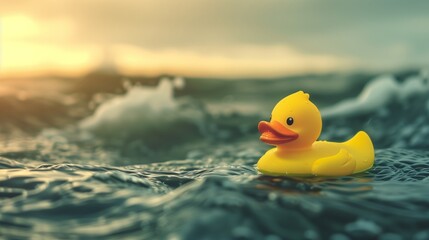 a rubber ducky floating out at sea