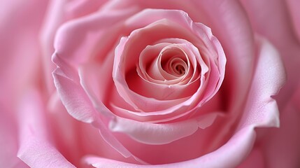   A tight shot of a pink rose's petal center, softly focused flower heart