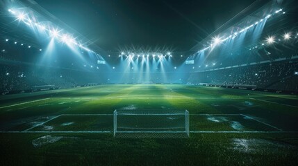 Night Match: The Glow of an Illuminated Soccer Stadium