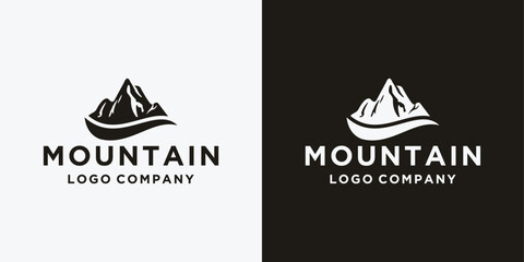 Simple Modern Mountain Landscape Logo Design