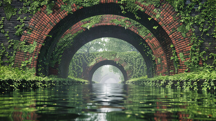 Charming canal scene with a traditional bridge, reflecting the rich heritage and serene environment of rural England © MDRAKIBUL