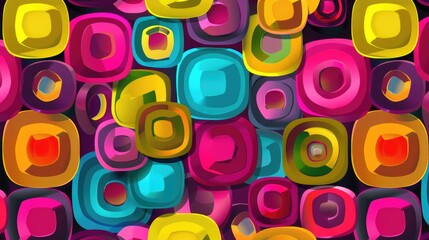 Seamless abstract pattern of colorful rounded squares, Ai Generated.