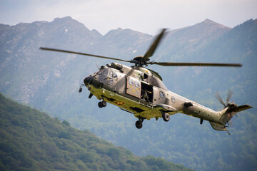 Helicopter Against Mountain in Switzerland.