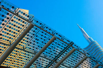 Skyscraper with Sunlight in Milan, Italy.