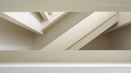   A white-walled room features a slanted ceiling and a clock on a white shelf