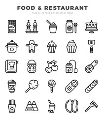 Food and Restaurant Lineal icons collection. Lineal icons pack. Vector illustration