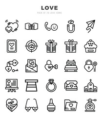 Love Lineal icons collection. Lineal icons pack. Vector illustration