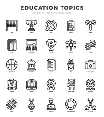 Fototapeta premium Education Topics icons Pack. Lineal icons set. Education Topics collection set.