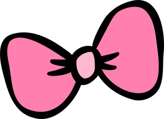 Retro coquette pink bow cartoon doodle