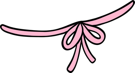 Retro coquette pink bow necklet cartoon doodle