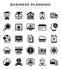 Set of Business Planning Icons. Simple line art style icons pack.