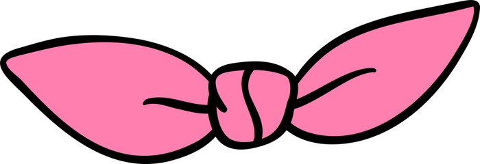 Retro coquette pink bow cartoon doodle