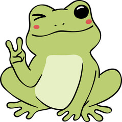 Retro Retro frog with peace sign  Self Love  Doodle Groovy Cartoon Character