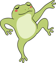 Retro groovy frog dancing cartoon doodle