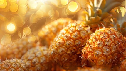   A table holds two piles of pineapples beside each other