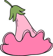 Retro pink flower hat cartoon doodle