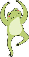Retro groovy frog dancing cartoon doodle