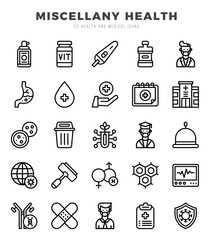 Set of MISCELLANY HEALTH icons. Vector Illustration.
