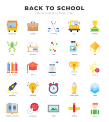 Set of Back To School Icons. Simple line art style icons pack.