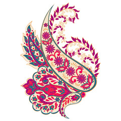 Floral Paisley colorful vector ornament. Isolated Pattern 