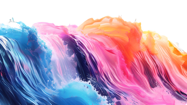 Waterfall made with colorful paint splash isolated on a transparent background, PNG, Ai, High Quality 