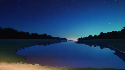 Anime-style Illustration: Celestial Night Landscape