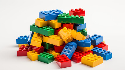 Colorful LEGO Bricks Piled in Chaos
