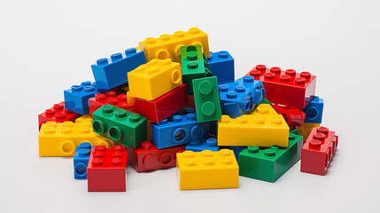 Naklejka premium Colorful Assortment of LEGO Blocks in Various Shapes